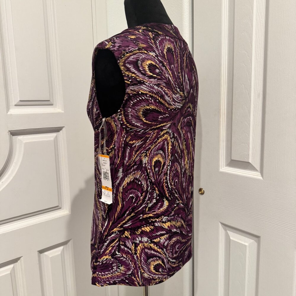 Black Label NWT by Evan-Picone Women's Sleeveless Blouse Plum Multi Color Small - Picture 5 of 7